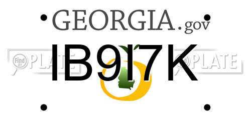 IB9I7K Georgia License Plate