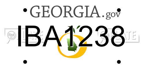 IBA1238 Georgia License Plate