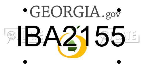 IBA2155 Georgia License Plate