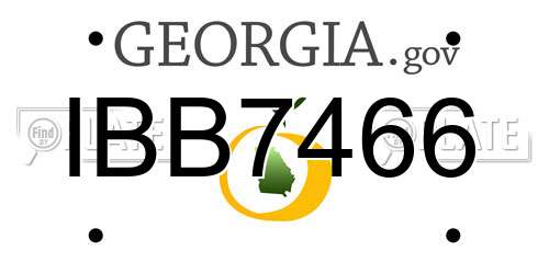 IBB7466 Georgia License Plate