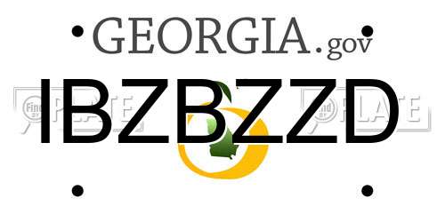 IBZBZZD Georgia License Plate