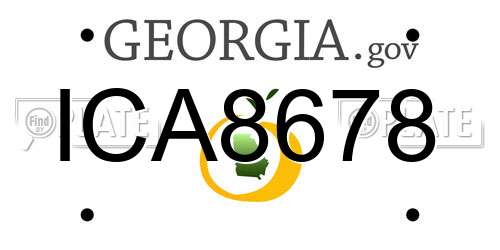 ICA8678 Georgia License Plate