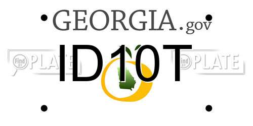 ID10T Georgia License Plate