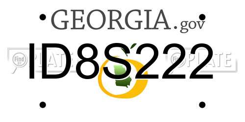 ID8S222 Georgia License Plate