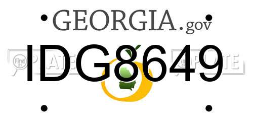 IDG8649 Georgia License Plate