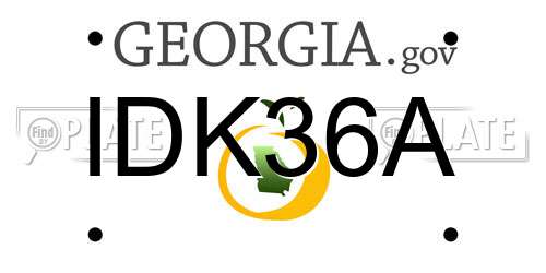 IDK36A Georgia License Plate