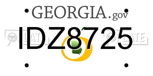 IDZ8725 Georgia License Plate