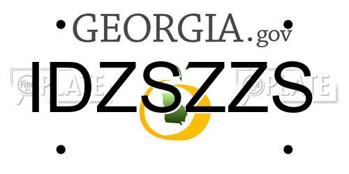IDZSZZS Georgia License Plate