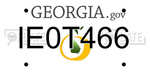 IE0T466 Georgia License Plate