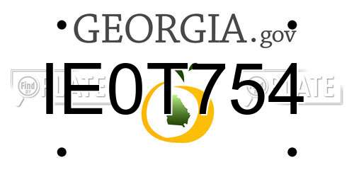 IE0T754 Georgia License Plate