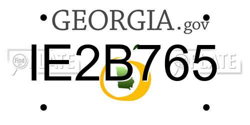 IE2B765 Georgia License Plate