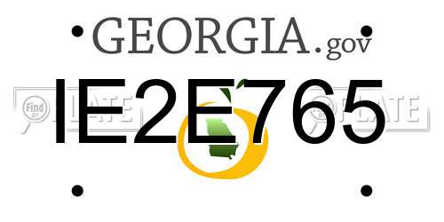 IE2E765 Georgia License Plate
