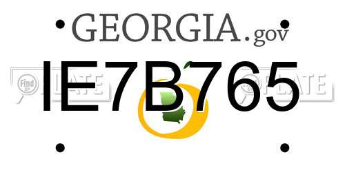 IE7B765 Georgia License Plate