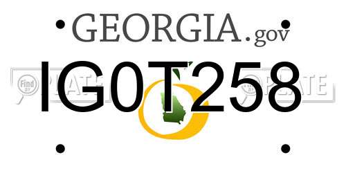 IG0T258 Georgia License Plate