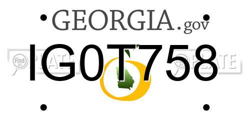 IG0T758 Georgia License Plate