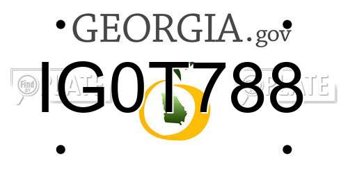 IG0T788 Georgia License Plate