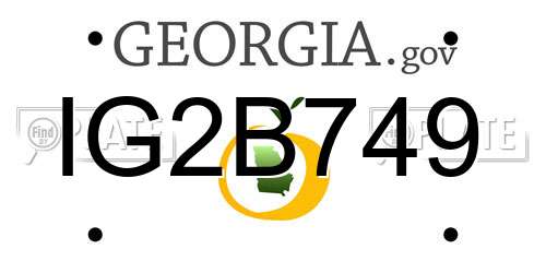 IG2B749 Georgia License Plate