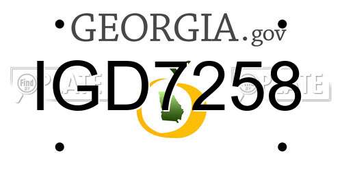 IGD7258 Georgia License Plate