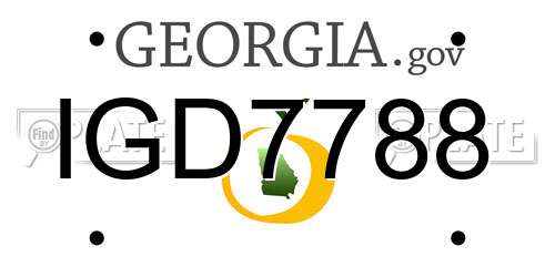 IGD7788 Georgia License Plate