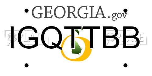 IGQTTBB Georgia License Plate