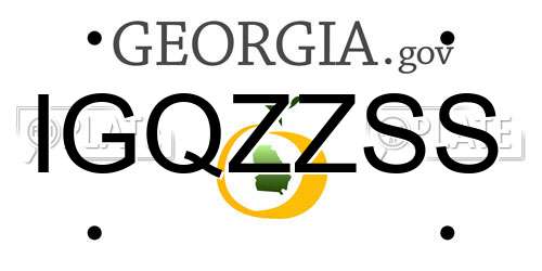IGQZZSS Georgia License Plate