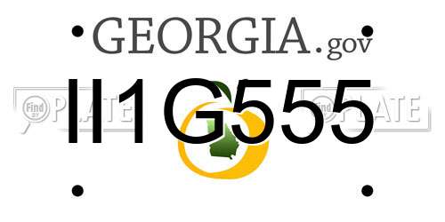 II1G555 Georgia License Plate