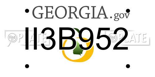 II3B952 Georgia License Plate