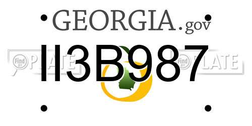 II3B987 Georgia License Plate