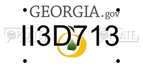 II3D713 Georgia License Plate