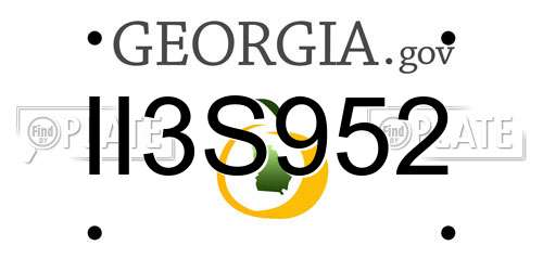 II3S952 Georgia License Plate