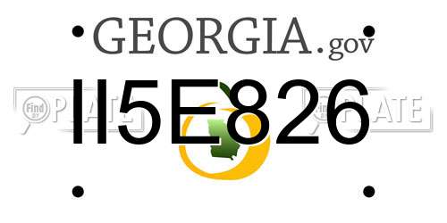 II5E826 Georgia License Plate