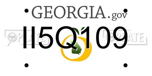 II5Q109 Georgia License Plate
