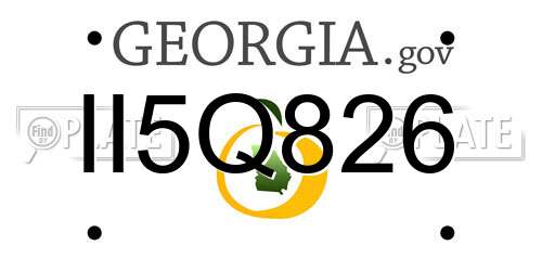 II5Q826 Georgia License Plate