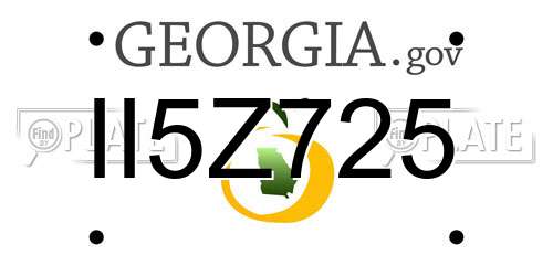 II5Z725 Georgia License Plate