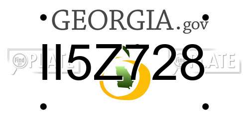 II5Z728 Georgia License Plate