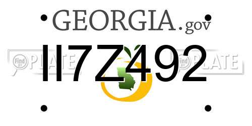 II7Z492 Georgia License Plate