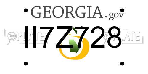 II7Z728 Georgia License Plate