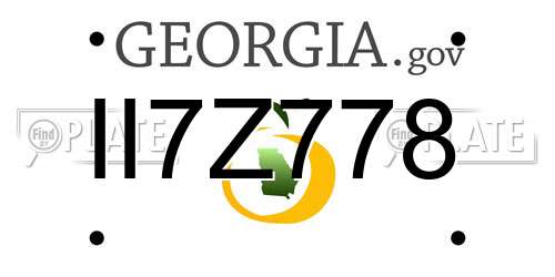 II7Z778 Georgia License Plate