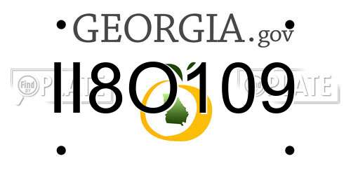 II8O109 Georgia License Plate