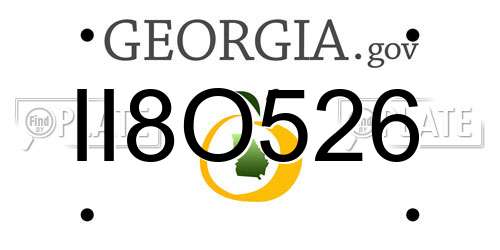 II8O526 Georgia License Plate