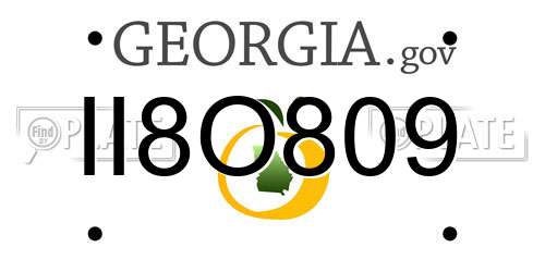 II8O809 Georgia License Plate