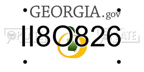 II8O826 Georgia License Plate