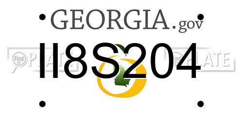 II8S204 Georgia License Plate