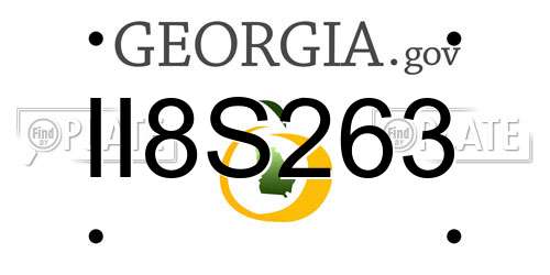 II8S263 Georgia License Plate