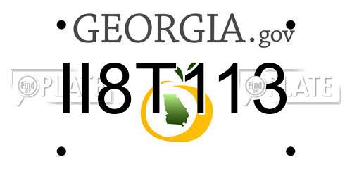 II8T113 Georgia License Plate