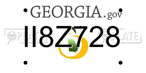 II8Z728 Georgia License Plate