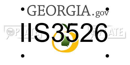 IIS3526 Georgia License Plate
