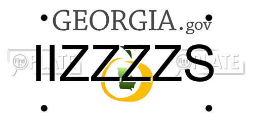 IIZZZZS Georgia License Plate