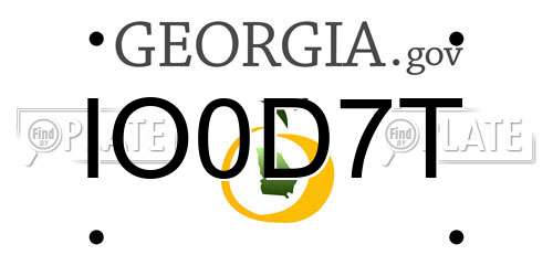 IO0D7T Georgia License Plate