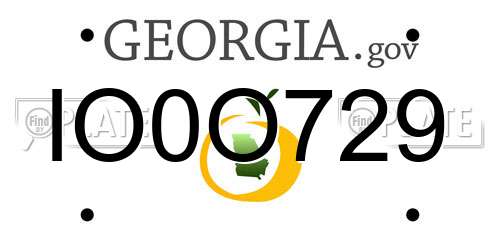 IO0O729 Georgia License Plate